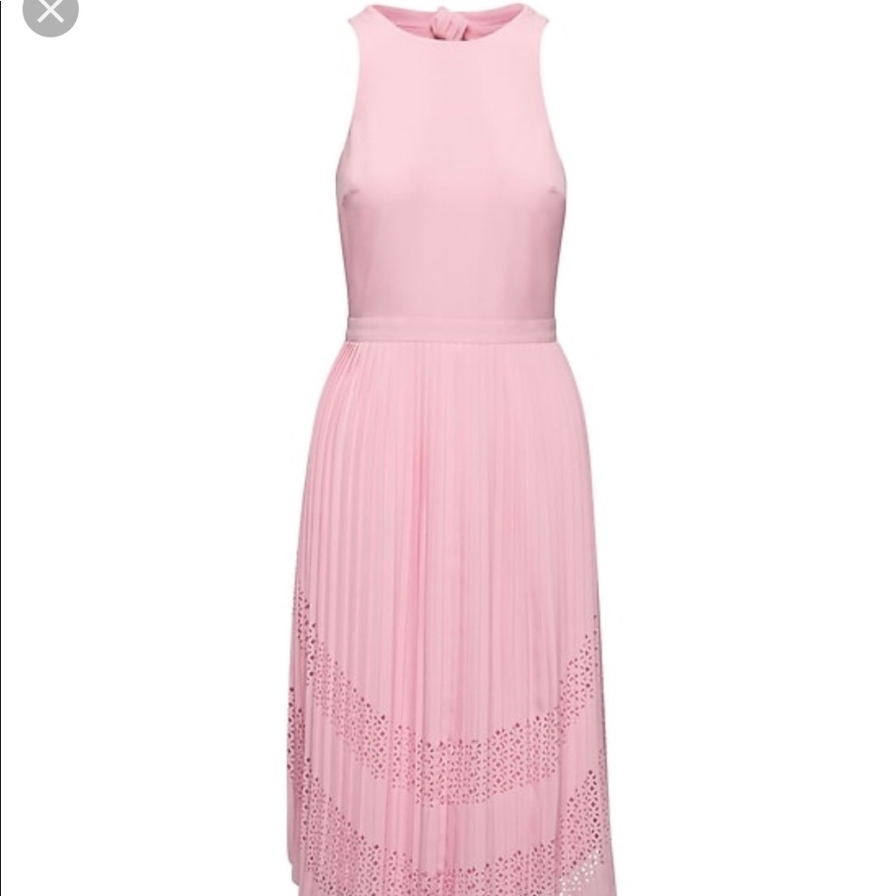 Pink laser cut curved-hem dress worn once.